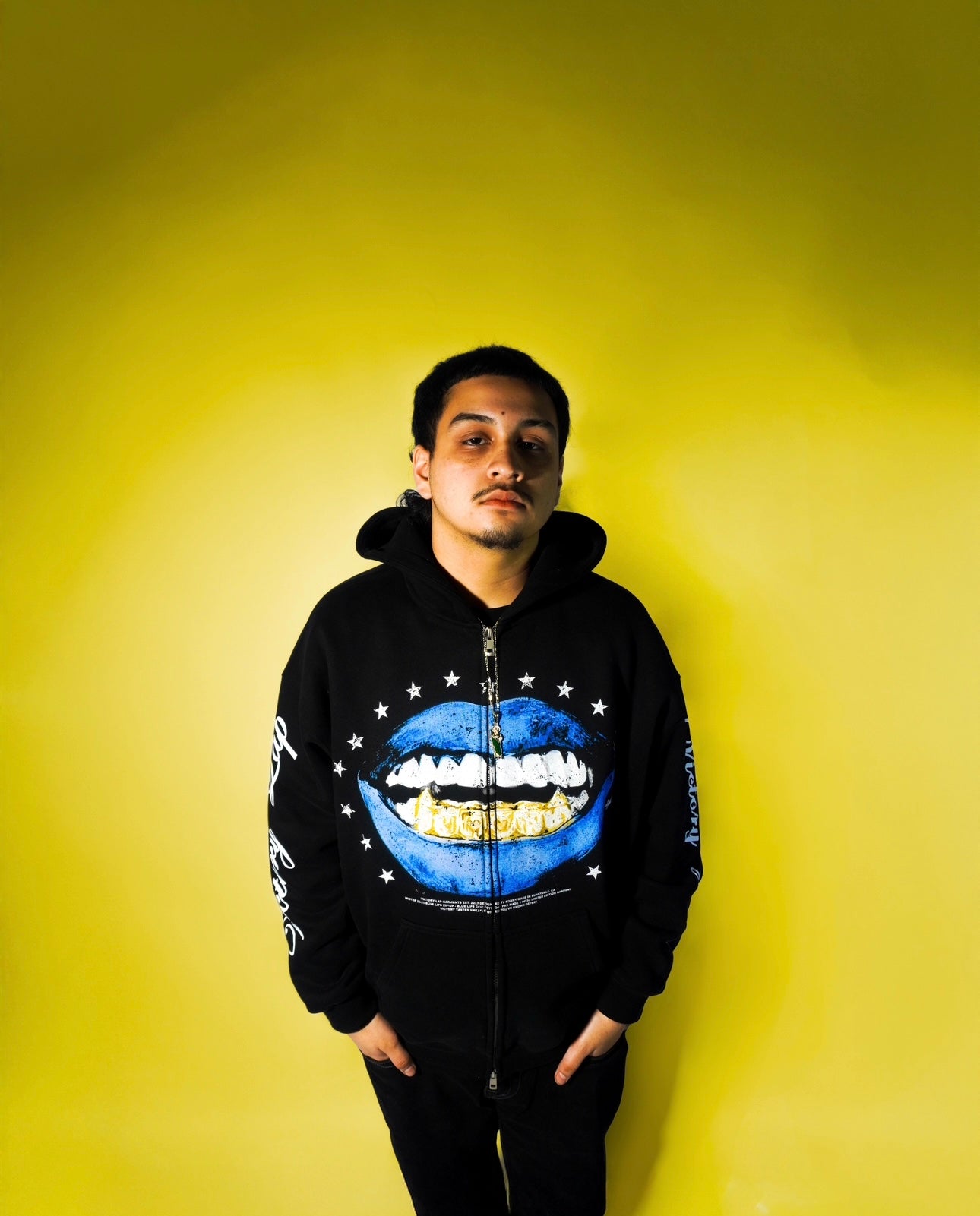 Blue Lips Zip Up Hoodie