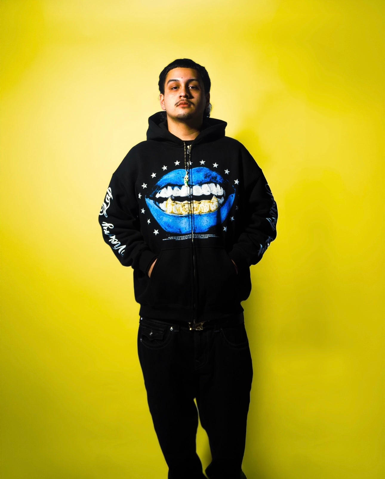 Blue Lips Zip Up Hoodie