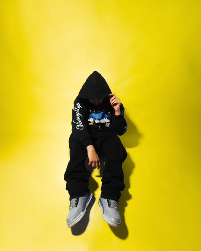 Blue Lips Zip Up Hoodie