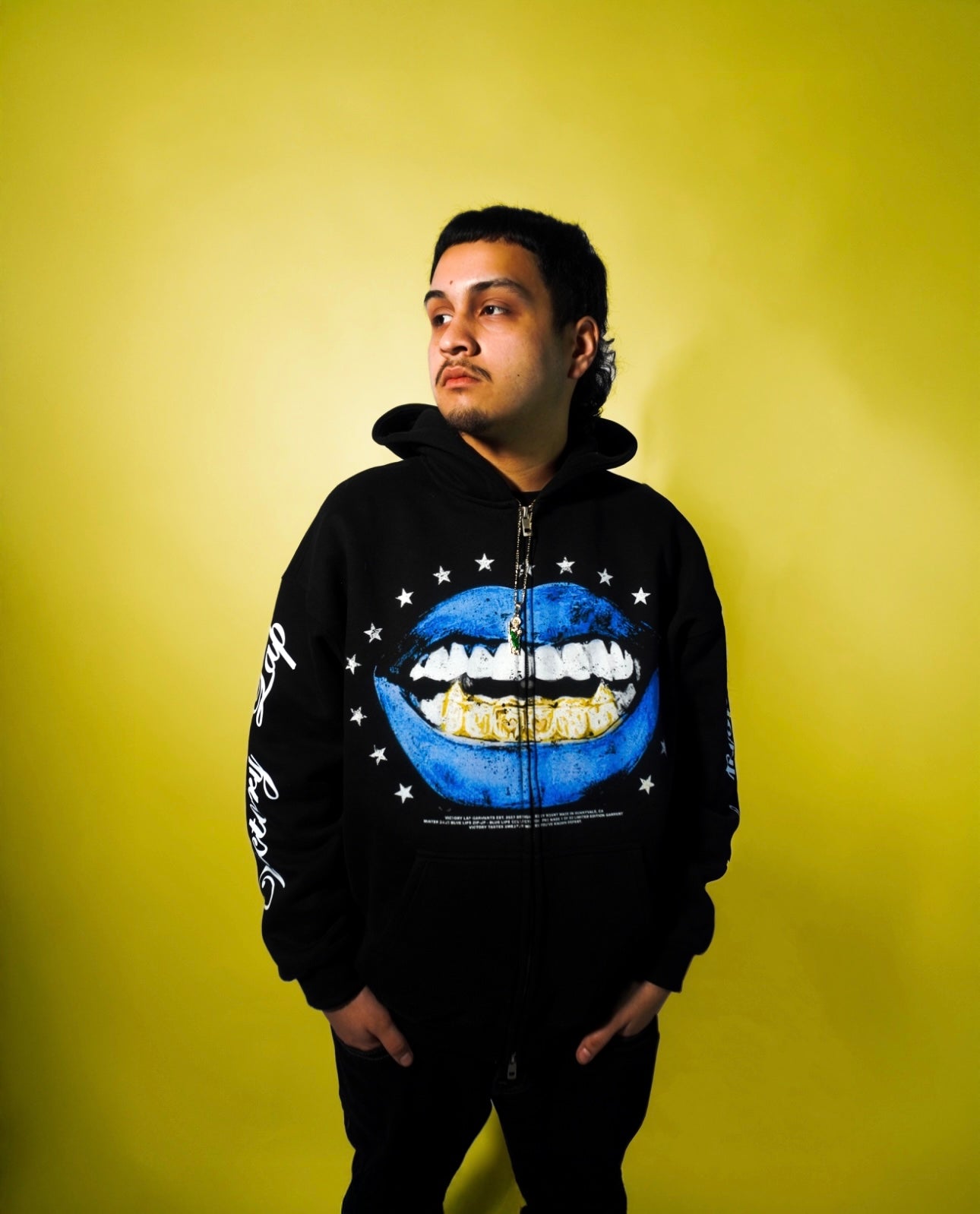 Blue Lips Zip Up Hoodie